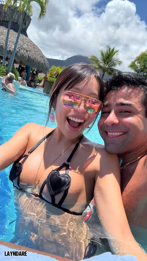 Asian Asianhotwife Couple Dance Pool Pussy Real Couple r/AsianPorn r/AsiansGoneWild Porn GIF by layndare