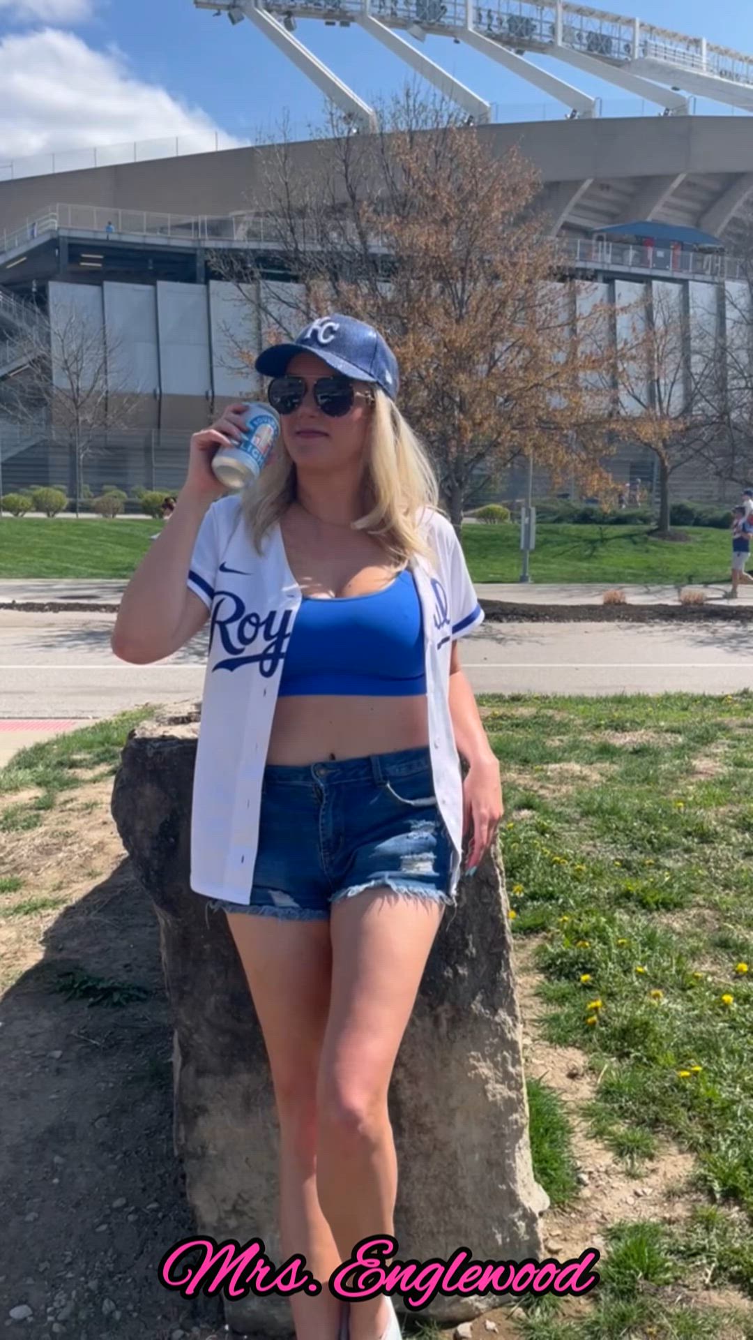 Flashing my big tits at Royals stadium