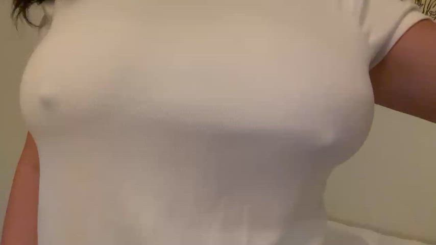 White Tee and Braless Drop