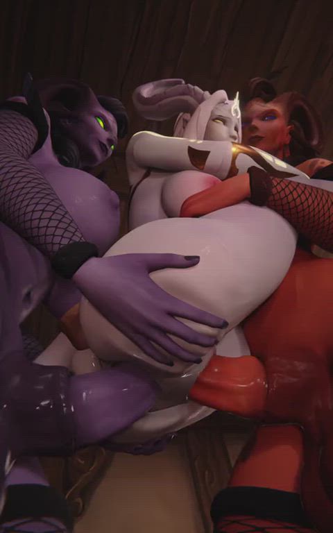 Double penetrated and creampied [Art by SpluckyTama]