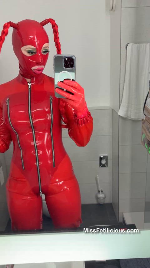 Catsuit Fetish Homemade Kinky Latex Latex Gloves Mask OnlyFans Rubber Solo Porn GIF by missfetilicious