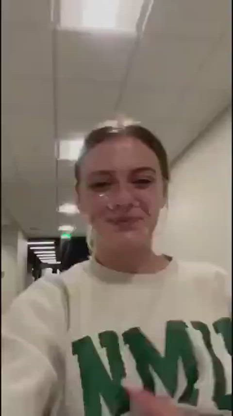 College girl flashing her dorm