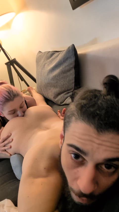 Her tongue went inside my ass deeper than expected!