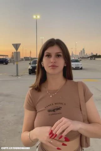 Amateur Boobs Cute Exhibitionist Flashing Pretty Public Tits Titty Drop Porn GIF by duromami