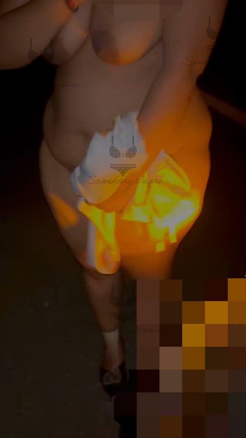 Dare accepted. Thrilling walk in natural way.