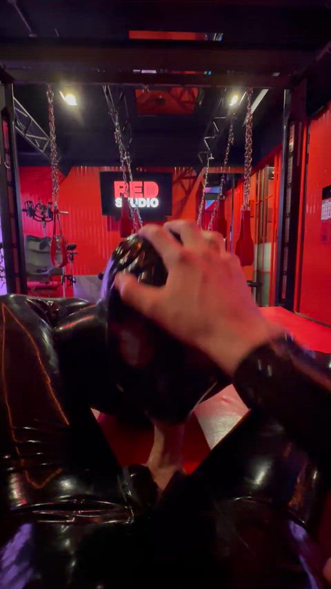 Deep throat training my rubber sub bf