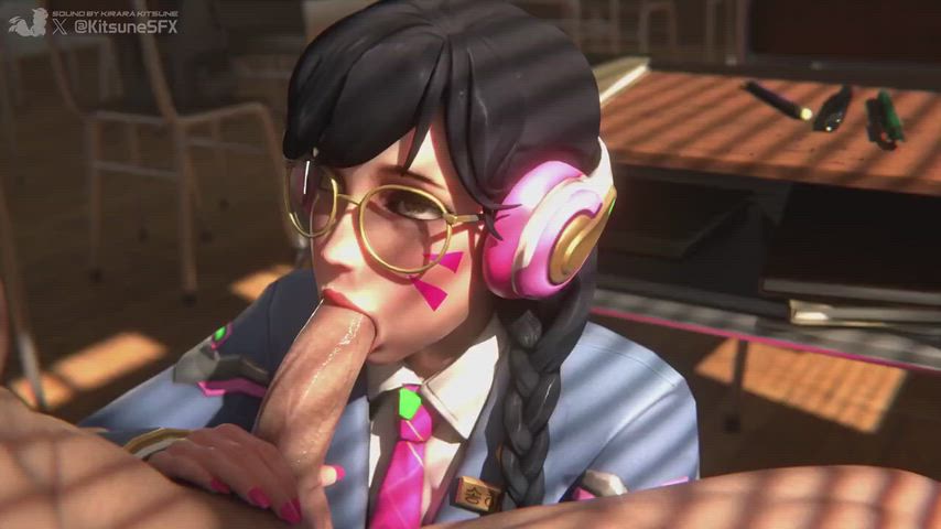 Academy D.Va showing what she can do with her mouth (3difill)