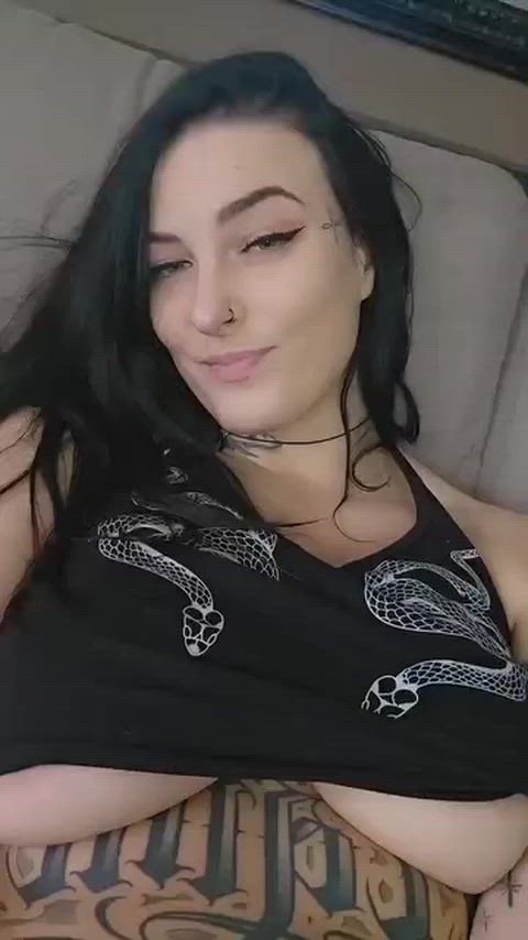 Big goth titties ready for someone over 20 to suckle on them…