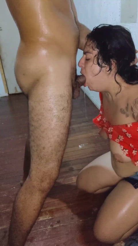 Brazilian wife learning to vomit