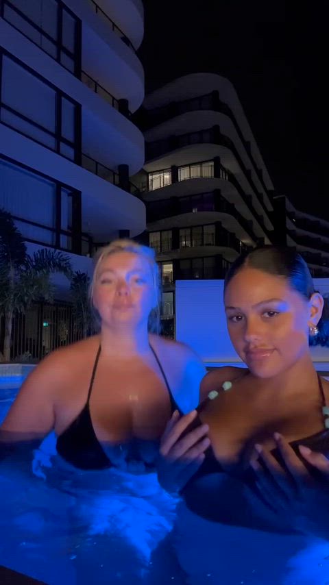 Horny again in the pool, would you like to join us