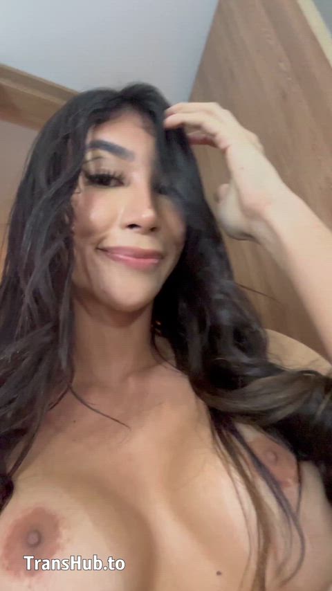 Micheldoll strokes her big cock and cums over her incredible tits 🔥