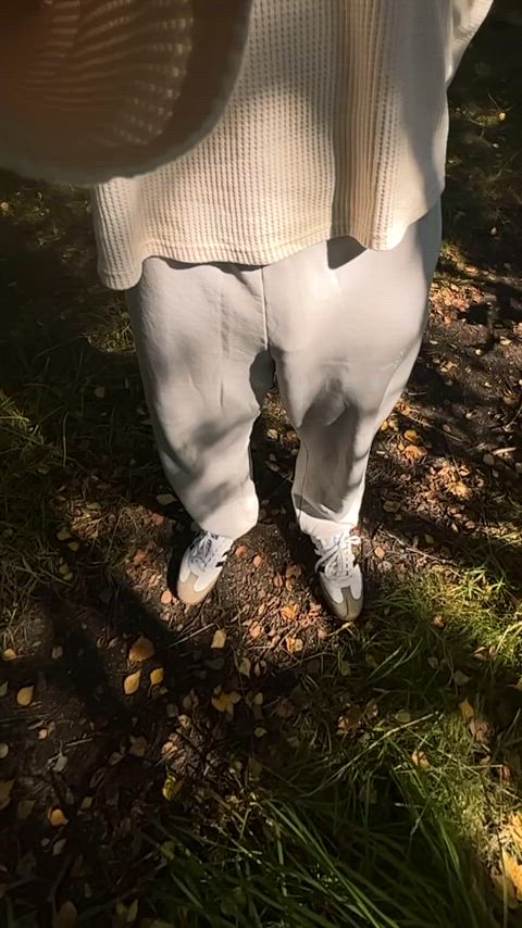 swinging my cock around at the local lake trail