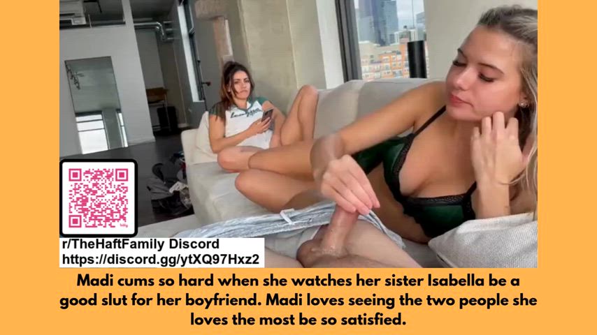Isa-Bella sucks cock in front of her sister Madi