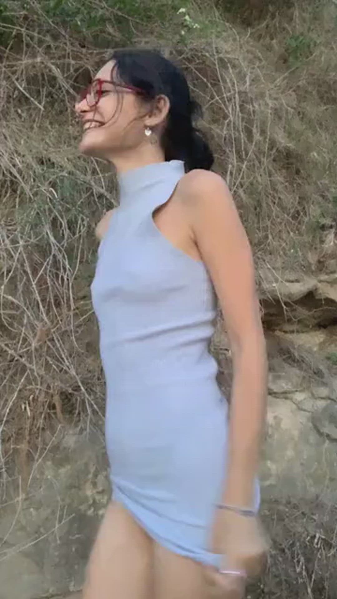Tiny tits in public