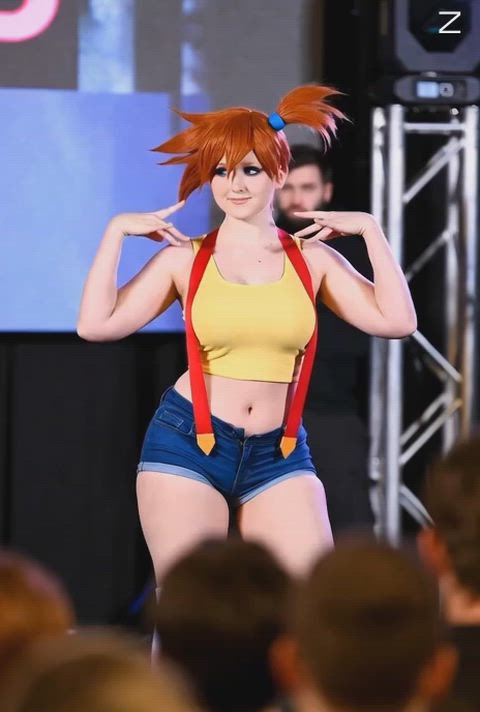 Misty Cosplay Girl Flashing on Stage