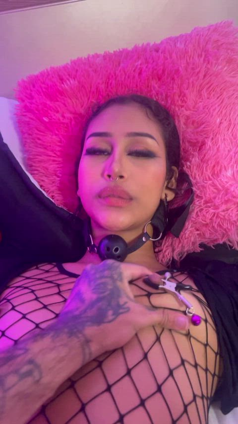 Eyes down, legs open — she knows her place