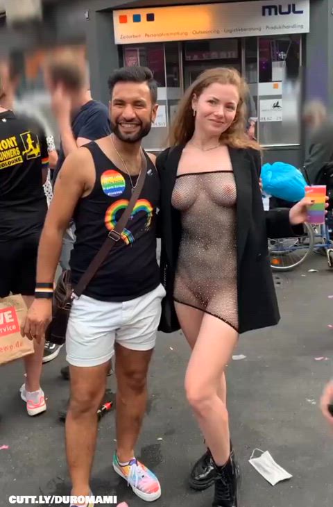Amateur Exhibitionist Festival Flashing Public See Through Clothing Sheer Clothes Tits Porn GIF by duromami