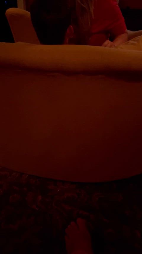 Hubby cums watching me fuck some guy in the theater room