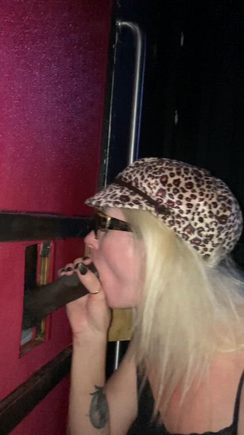 My Husband could no longer contain himself watching me suck this thick uncut BBC through the Gloryhole and eating his cum. He nutted while I was still enjoying that big pole