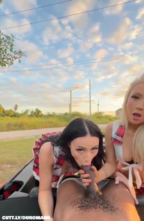 Amateur BBC Bimbo Car Sex Cumshot FFM Interracial Public Threesome Porn GIF by duromami