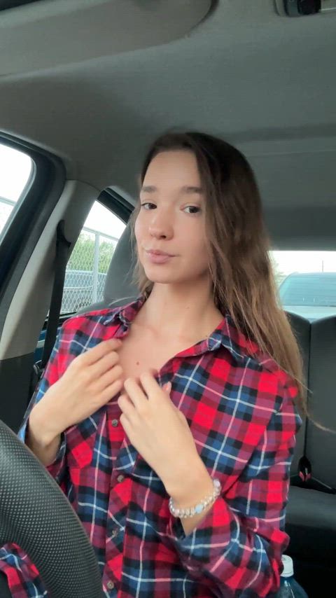 Would you kiss my tiny tits right here in the car? Say Yes or No
