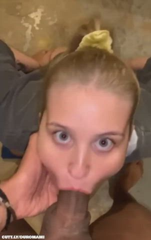 Amateur BBC Blowjob Deepthroat Eye Contact Interracial Sloppy Teen Porn GIF by duromami