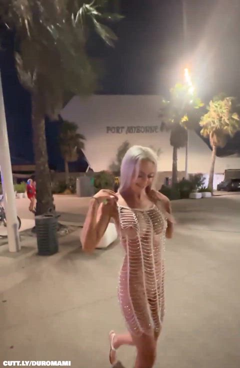 Amateur Big Tits Bimbo Dress Exhibitionist Flashing Public See Through Clothing Sheer Clothes Porn GIF by duromami