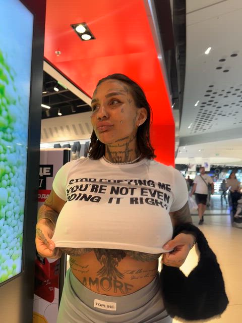 Tattooed doll begging to be filmed