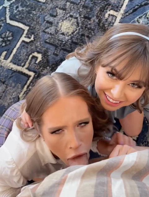 Amateur Blowjob Deepthroat Face Fuck Homemade POV Riley Reid Sky Bri Throat Fuck throated Porn GIF by populardick