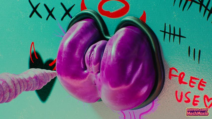 Purple girl glory hole pounding