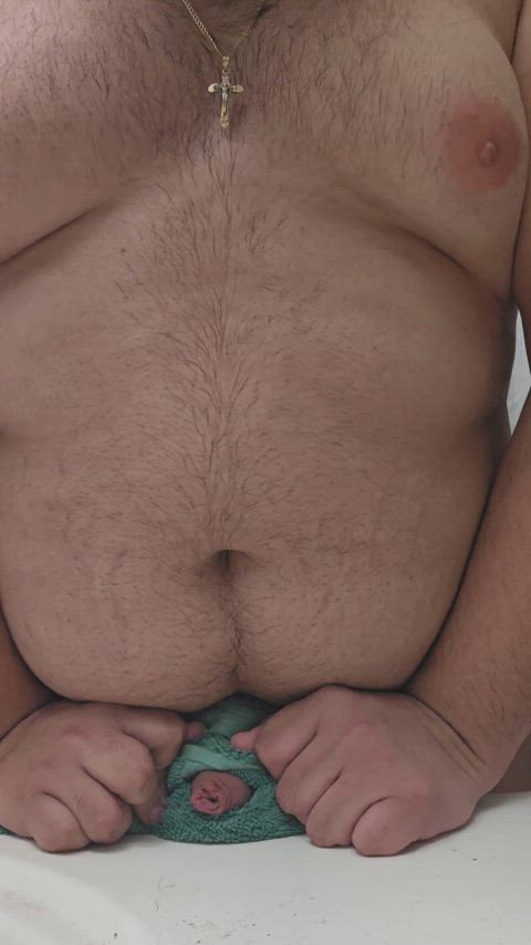 Shot of cum using my towel