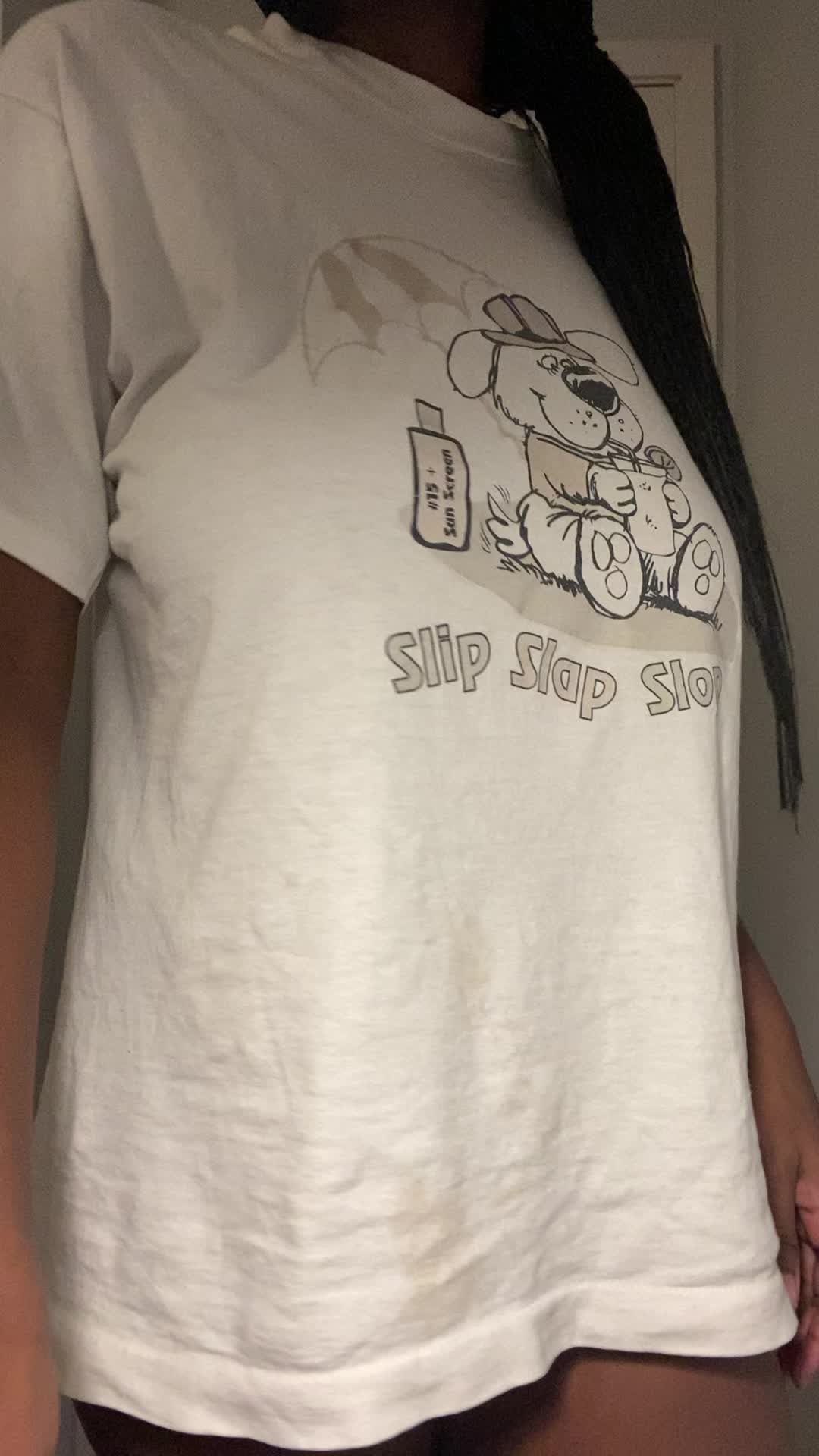 I hope my big tits make up for my stained shirt