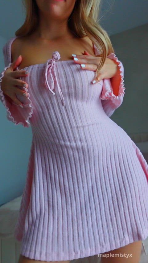 Innocent blonde gets naked for you