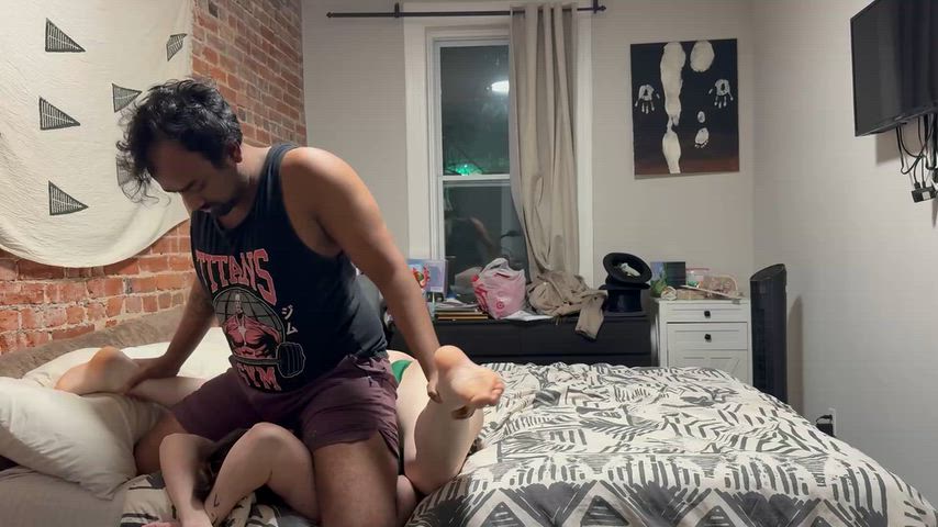 Married milf thinks she can wrestle her friend and gets put in her place thumbnail