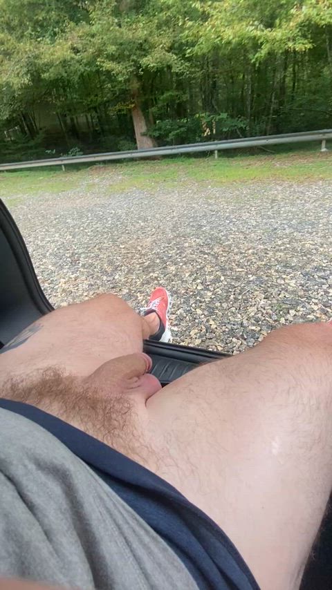 Enjoying the light rain from the back of the car (m)