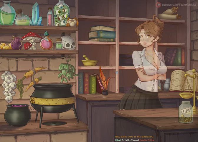 She brews potions and teases customers (KuroticaTeam)