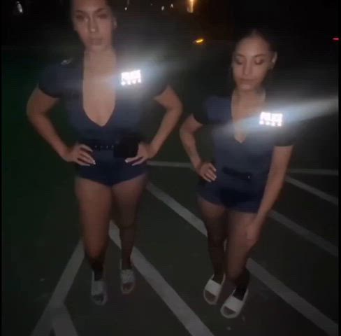 BBC Babes Blowjob Cute Ebony FFM POV Police Public Porn GIF by manemane6