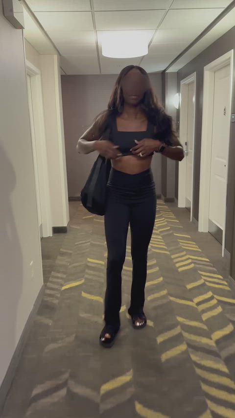 Showing off my lil’ tits at the hotel