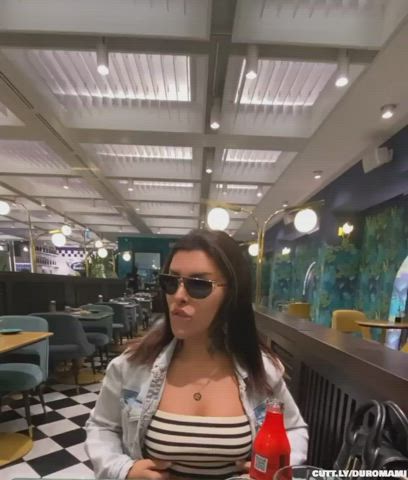 Amateur Boobs Brunette Exhibitionist Flashing Public Tits Titty Drop Porn GIF by duromami