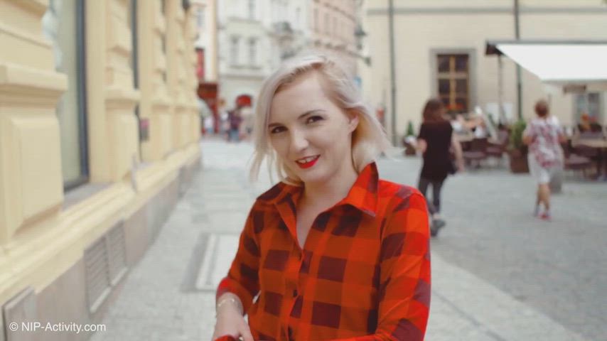 CFNF CMNF European Public Shaved Pussy Small Tits Undressing Porn GIF by swap89