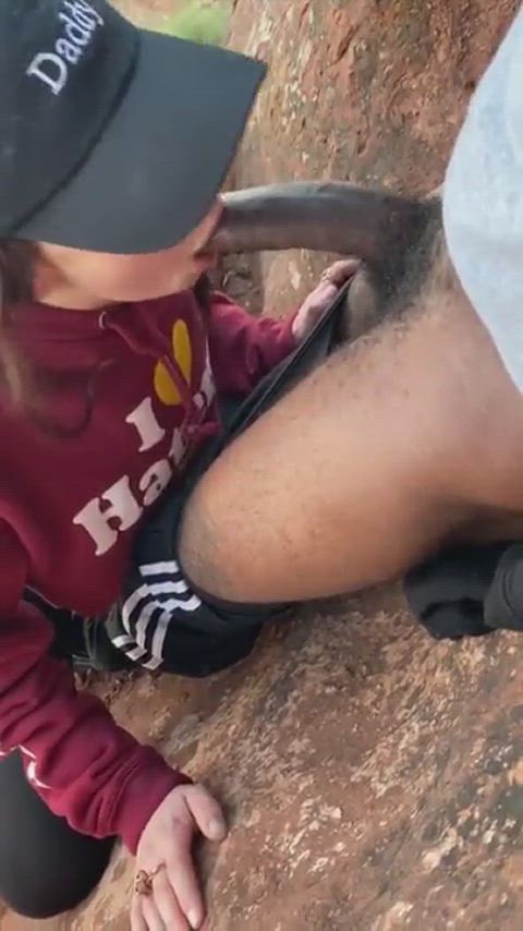 BBC Babe Blowjob Interracial Outdoor White Girl Porn GIF by manemane6