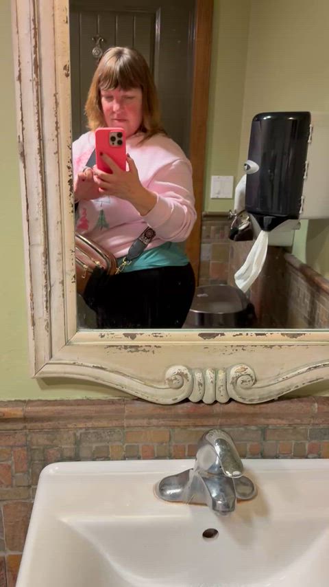 Feeling naughty while farting in a restaurant bathroom. Hoping someone from the big line of people waiting outside will enjoy it 😈