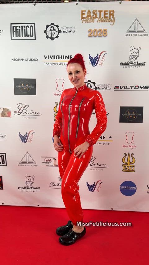 Amateur Babe Catsuit Latex MILF OnlyFans Red Hair Redhead Rubber Solo Porn GIF by missfetilicious