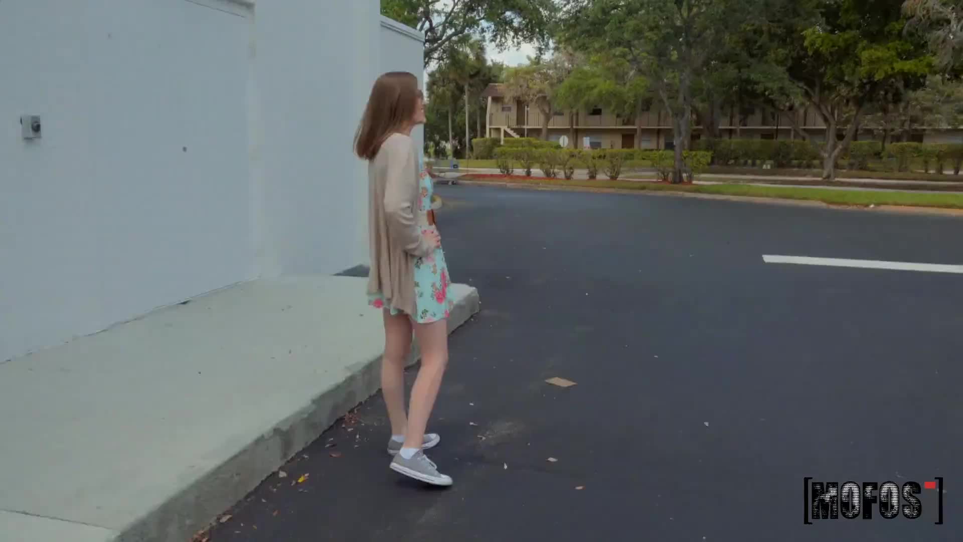 Picking up a naughty schoolgirl with hot glasses