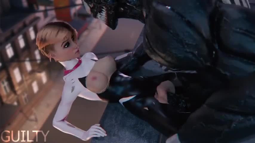 Venom fills Spider-Gwen with cum