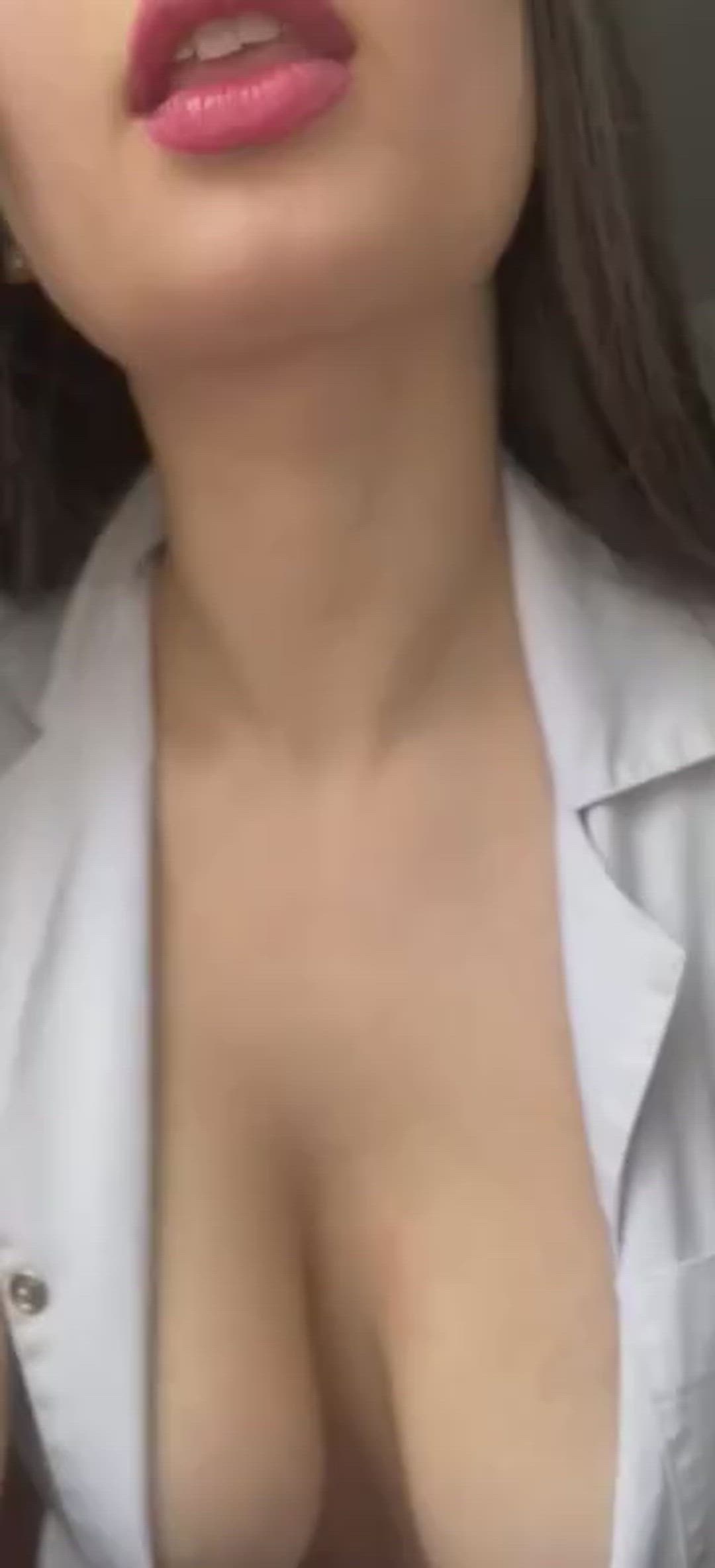 Your secretary will reveal her boobs to you like this
