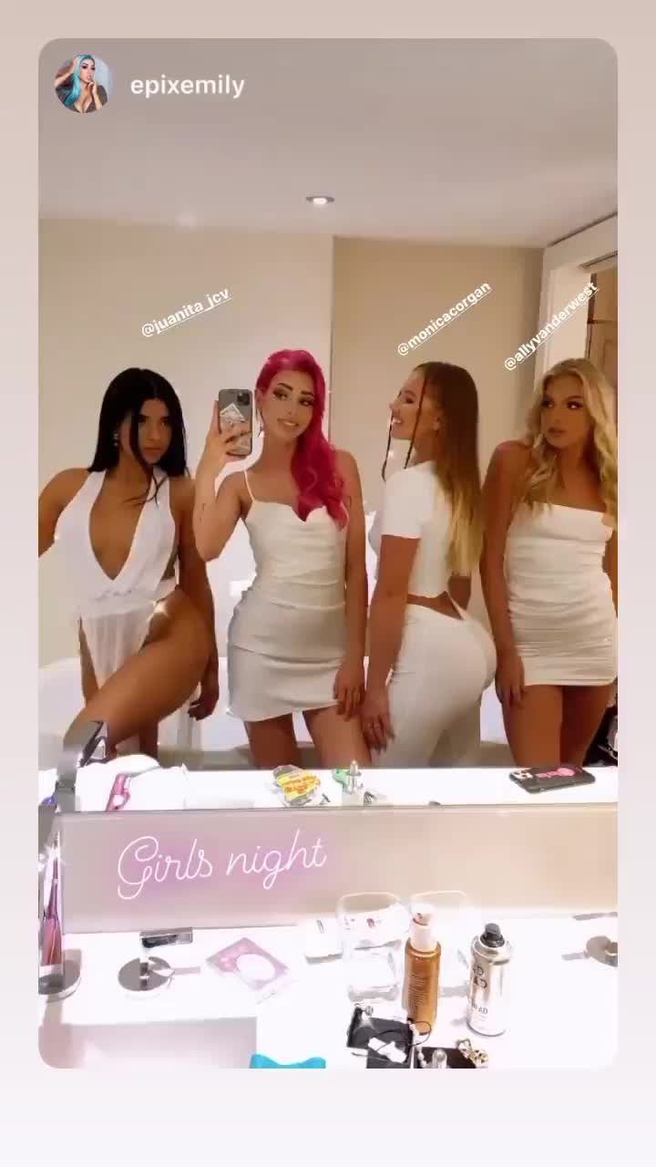 With sexy friends