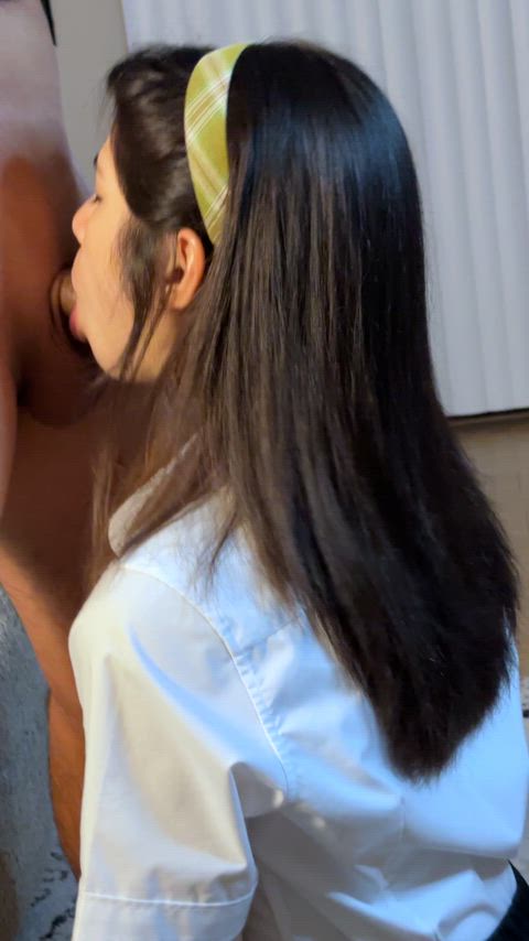 Getting my cute asian throat worked