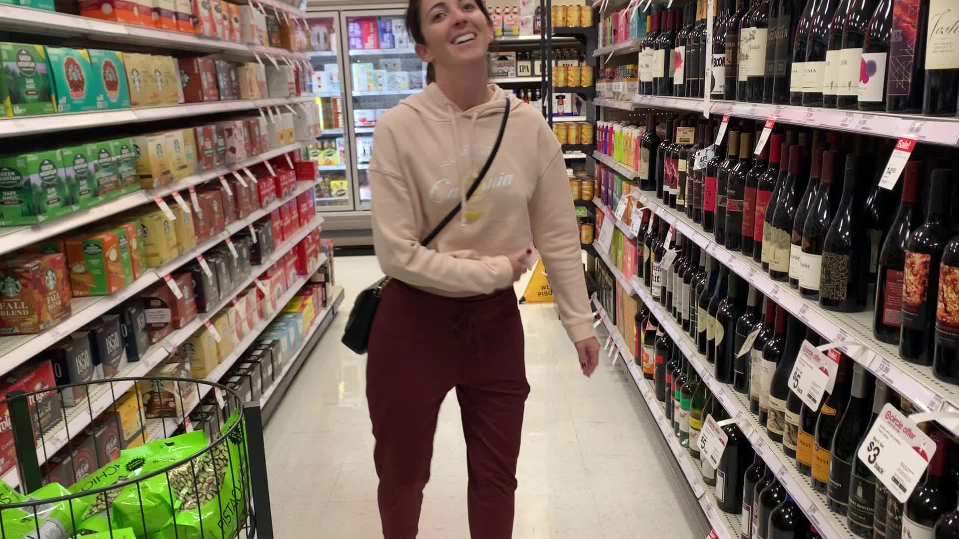 Flashing one of my tiny tits in Target!