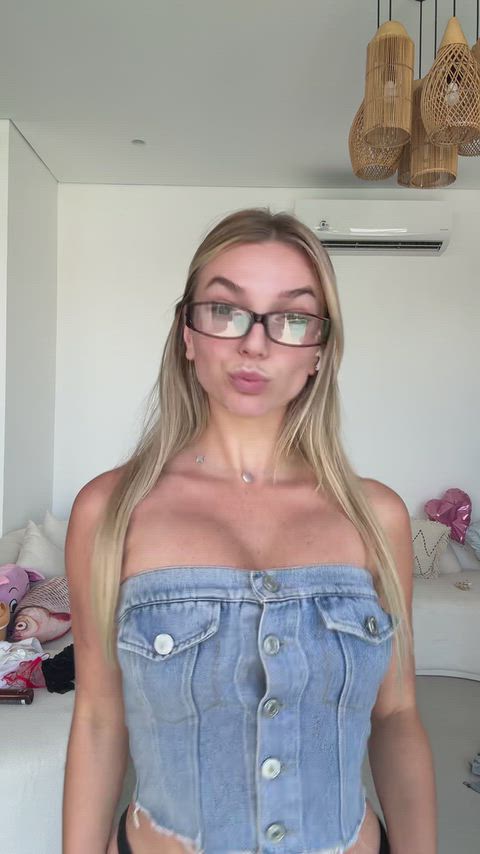 Big Tits Blonde Boobs Bouncing Tits Cute Glasses Huge Tits Natural Tits OnlyFans Teen Porn GIF by sandra_hot